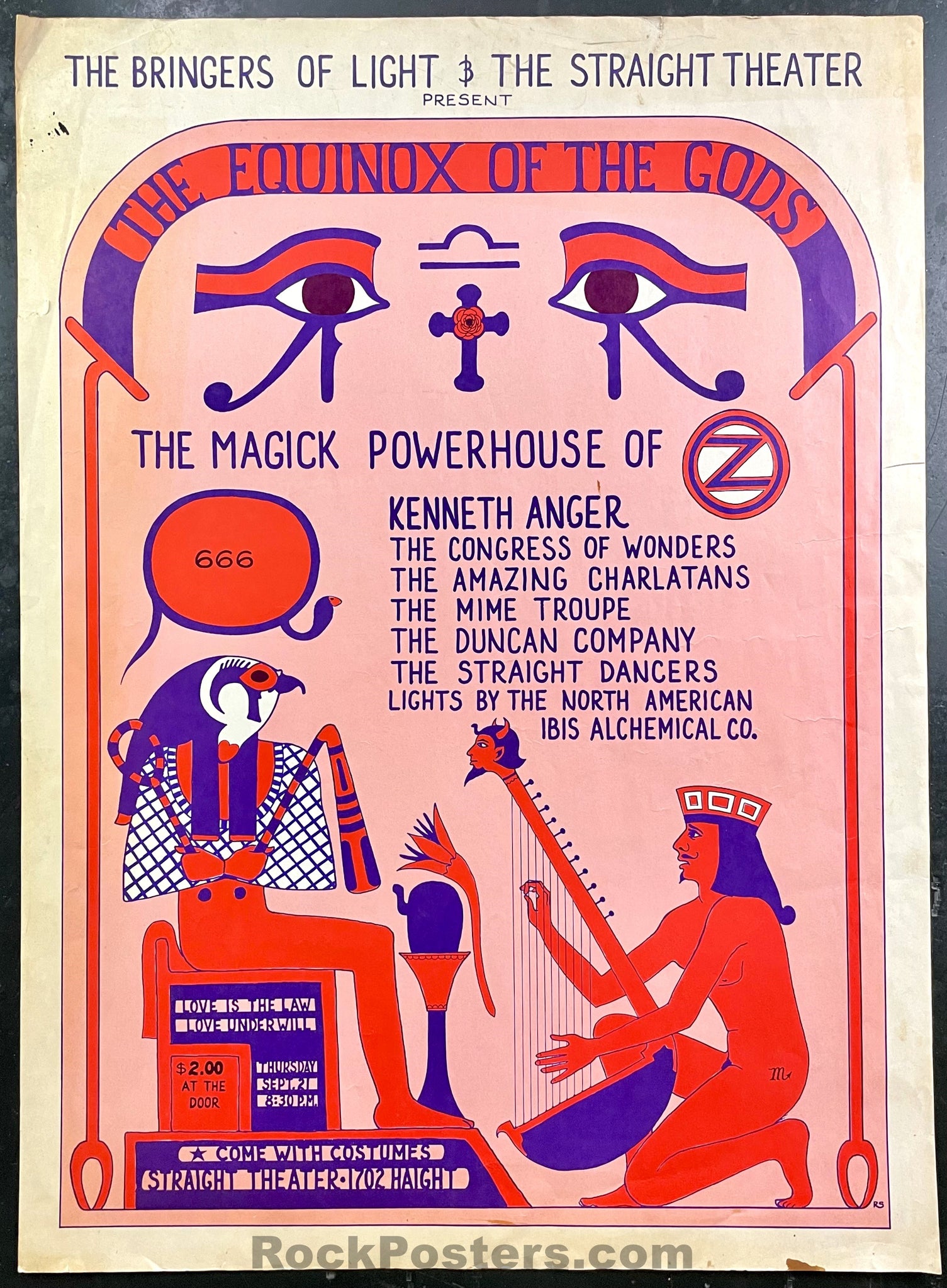 AUCTION - AOR 2.226 - Charlatans Kenneth Anger - 1967 Poster - Straight Theater - Very Good