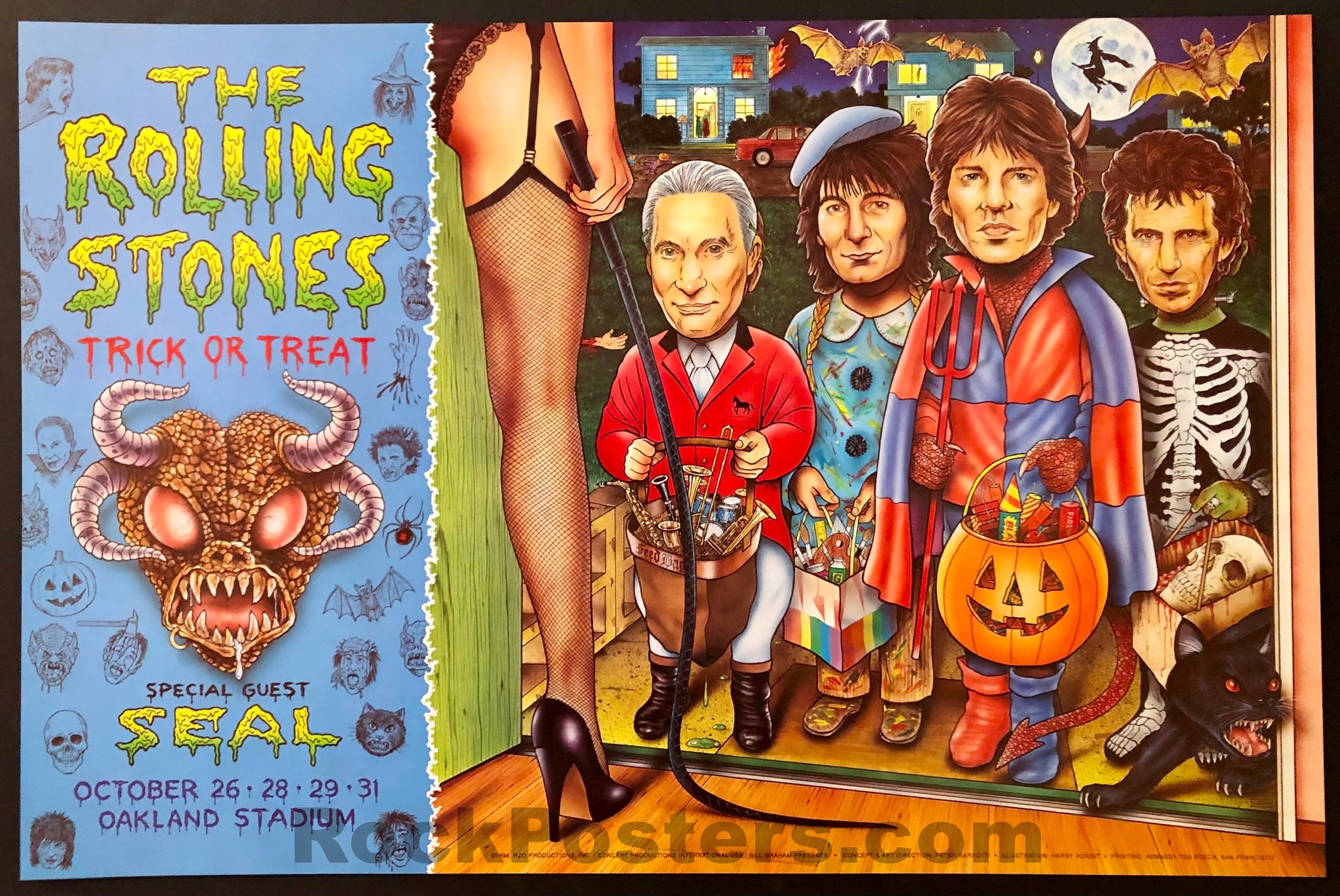 AUCTION - BGP-100 - Rolling Stones - Oakland 1994 - Harry Rossit - 1st Edition Poster - Near Mint