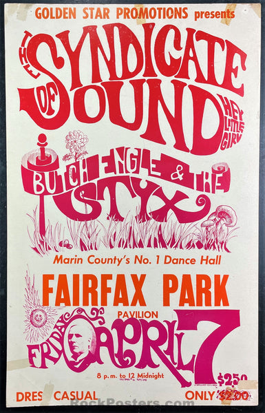 AUCTION - Psychedelic - Syndicate of Sound - 1967 Cardboard Poster - Fairfax, CA - Excellent