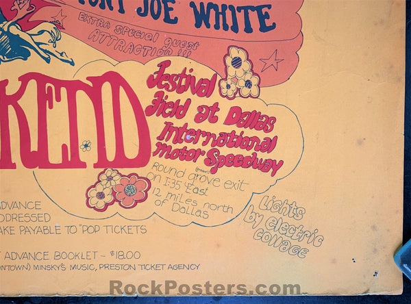 AUCTION - Texas Pop Festival - Led Zeppelin Janis Joplin CSNY 1969 Poster - 1st State Original - Rough