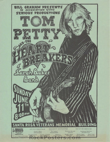 AUCTION - Tom Petty - 1978 Concert Handbill - Santa Rosa  - Excellent