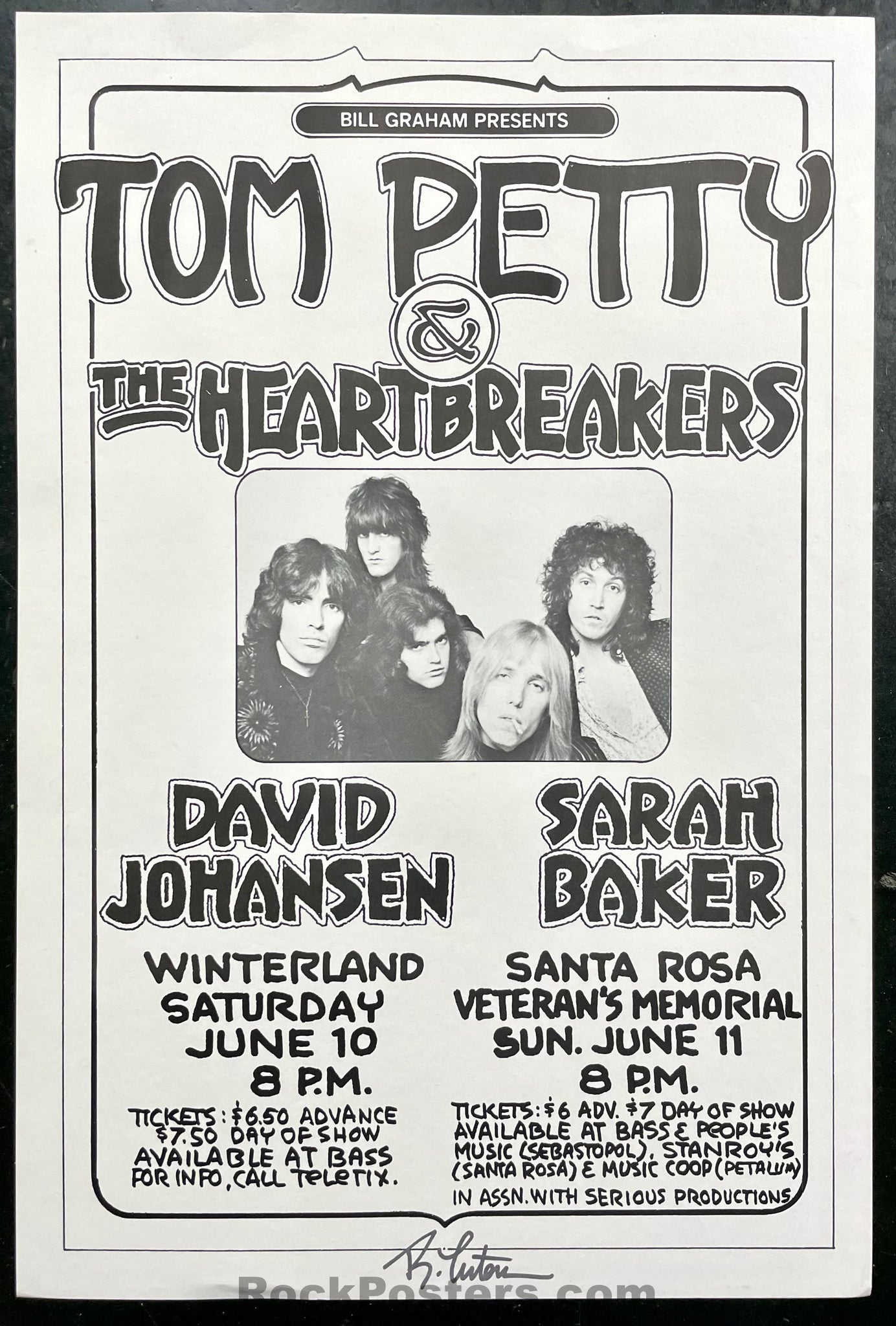AUCTION - Tom Petty & Heartbreakers - Randy Tuten Signed - 1978 Poster - Winterland - Excellent