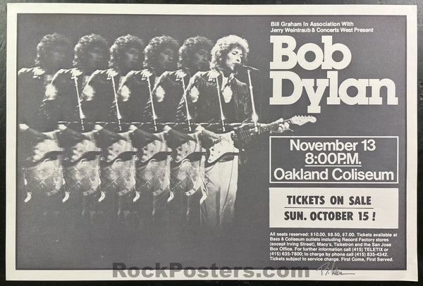 AUCTION - Bob Dylan - Randy Tuten Signed - 1978 Poster - Oakland Coliseum - Near Mint Minus