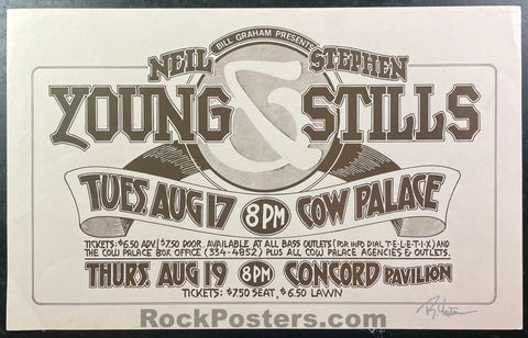 AUCTION - Neil Young & Steven Stills - Randy Tuten Signed - 1976 Poster - San Francisco - Excellent