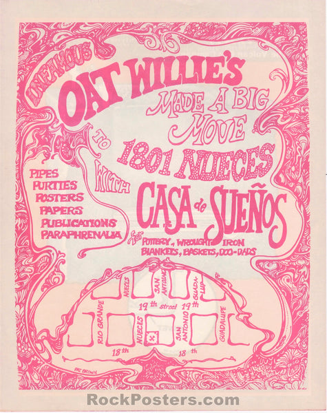 AUCTION - AOR-3.126 - Velvet Underground - Vulcan Gas - 1969 Two-Sided Handbill - Near Mint Minus