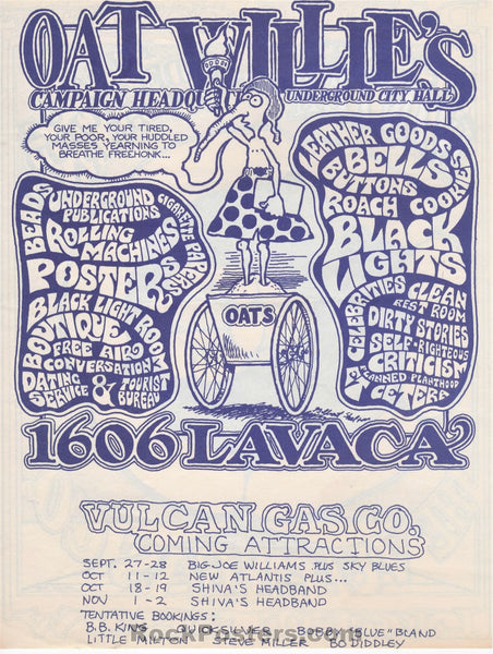 AUCTION - Vulcan Gas - Oat Willie's - 2-Sided 1969 Handbill - Near Mint Minus