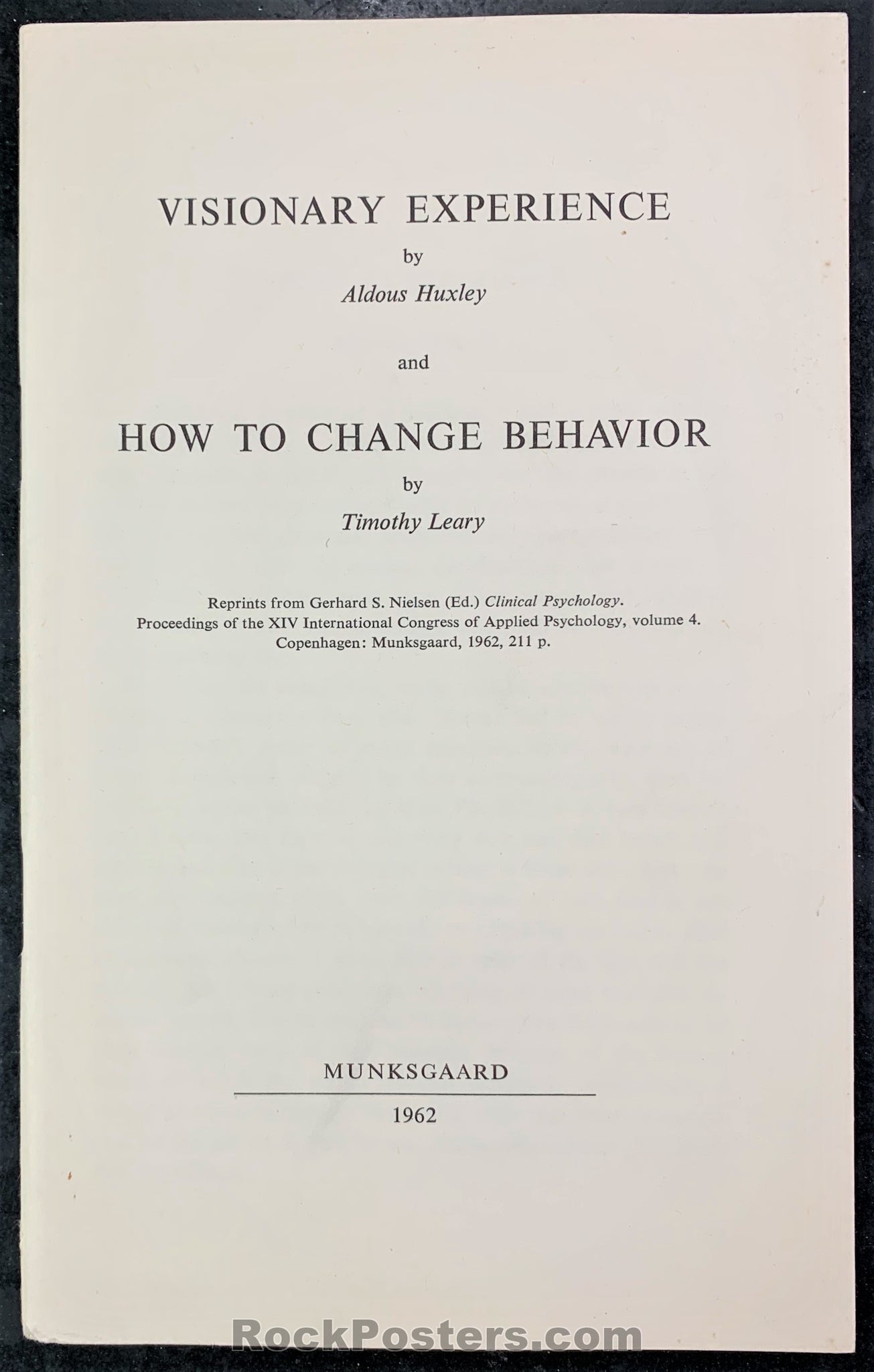AUCTION - LSD - Timothy Leary Aldous Huxley - 1962 Book - Near Mint