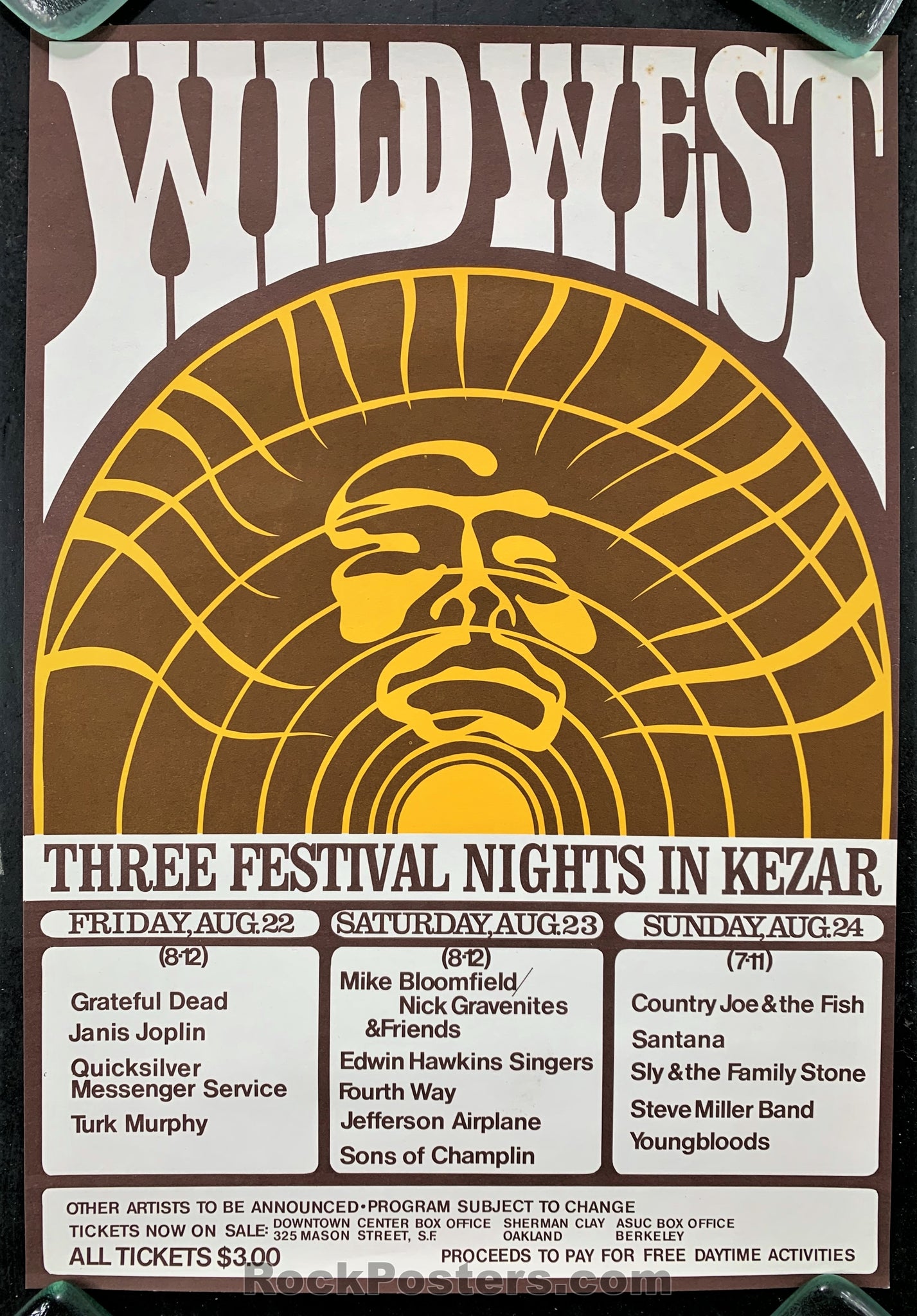 AUCTION - AOR 2.33 - Wild West  Festival Grateful Dead Janis Joplin Handbill - Kezar Stadium - Excellent