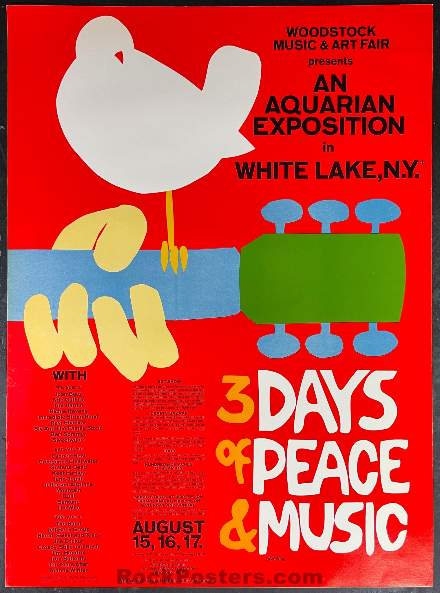 AUCTION - AOR 3.1 - Woodstock - Hendrix Who Santana - 1969 Poster - Near Mint Minus