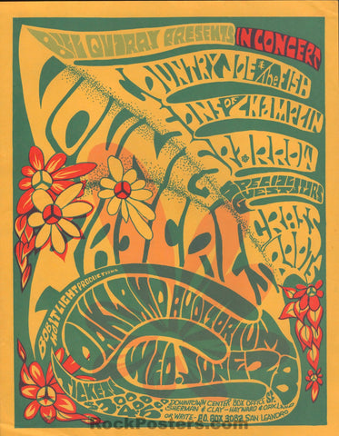 AUCTION - AOR 2.296 - Grateful Dead - 1967 Handbill - Oakland Auditorium - Near Mint Minus