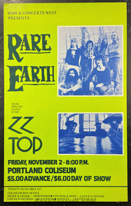AUCTION - ZZ Top - 1973 Cardboard Poster -  Portland Coliseum - Near Mint Minus