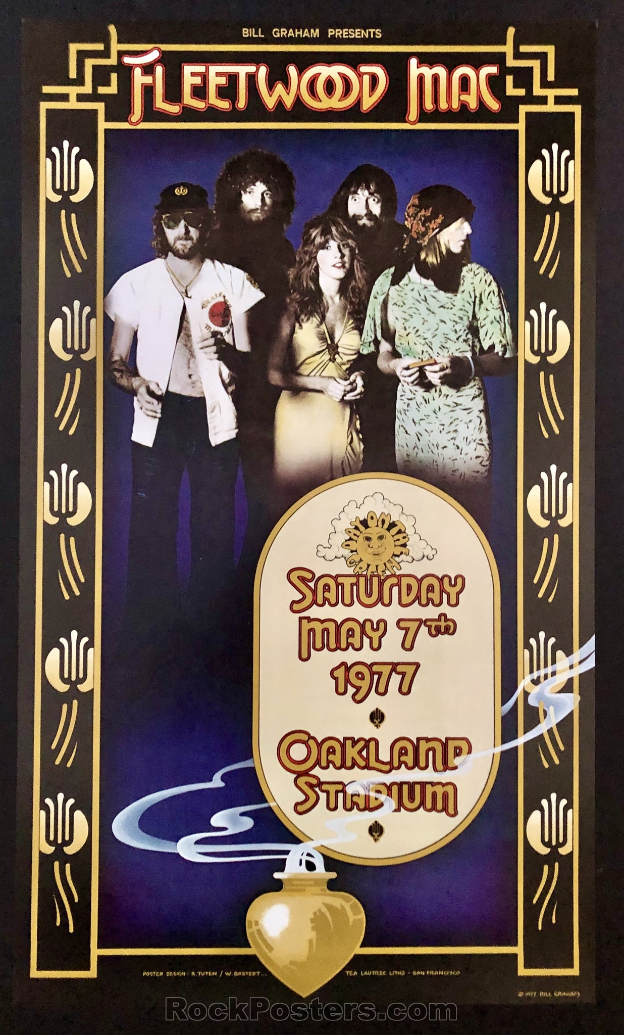 AUCTION - Fleetwood Mac Original Randy Tuten 1977 Poster - Oakland Stadium - Condition - Mint